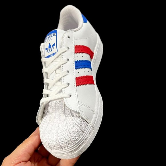 adidas Originals Superstar Boys Casual Sneaker Size 3 White Multi Lace Up - Picture 5 of 16